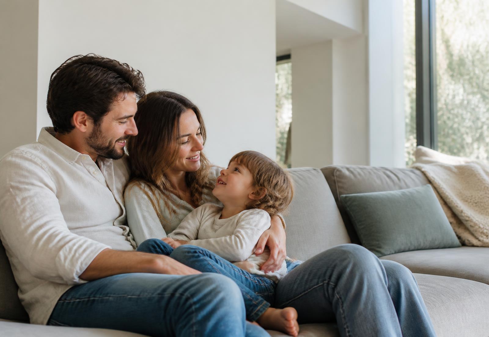 Family spending time together in a bright, comfortable setting.